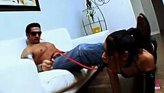 Brunette In Stockings FUCKED With Sex Toy And Two Big Hard Dicks!