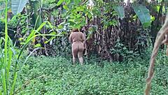 Big Ass Latina Dances Naked in Garden!