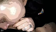 Woman provides detailed blowjob with deep sucking and full swallow on that hard cock.