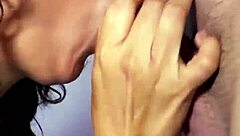 Sexy Mexican Babe Sucks Huge Cock in Cute Homemade Blowjob