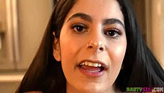 The nasty brunette stepsis angel gostosa receives blowjob and doggystyle from big cock