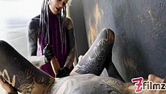 alt dominatrix pegs tattooed worker in anal fuck with cumshot