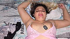 Blonde gets fucked before bed in pajamas.