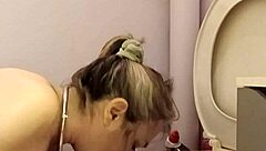 Homemade humiliation: slave bent over with buttplug, spanked and talked dirty to orgasm.