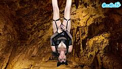 Camsoda teen in bat costume masturbates upside down to epic orgasm.