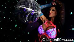 romi stuffs her shaved pussy with toys