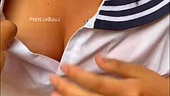 My beautiful neighbor lost the bet and put on that sexy Japanese uniform, so we fucked her while her boyfrend was at work, real homemade vid