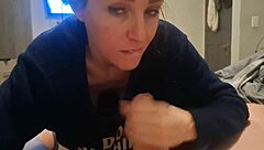 swallowing cum after a delicious blowjob on the bed