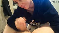 swallowing cum after a delicious blowjob on the bed