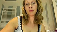 mom next door rips clothes to show fake tits teasingly