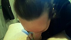 swallowing cum after a delicious blowjob on the bed