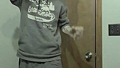 getting naked in the bathroom with a big cock