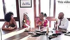 Black Couple Enters Porn in Sheer Red Outfits!