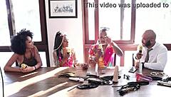 Black Couple Enters Porn in Sheer Red Outfits!