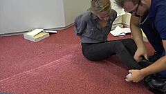 Teen Violet Haze as real estate agent in bondage, oh man it's intense with choking and gagging!