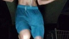 Amateur Athletic Brunette Explores Solo Workout Fantasy in Dorm with Uncle and Daddy Vibes, Looking Cute and Fit in USA Setting.