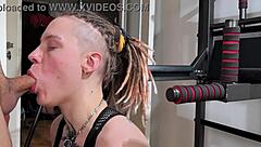 Muscular Bodybuilder Couple Ends Workout With Detailed Bent Over Doggystyle Fuck And Missionary Pounding. Tight Pussy Gets Rough Monster Cock Action From Tall Tattooed Teen Girlfriend.