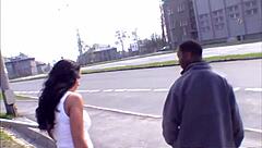 I feel so thrilled as big tit euro babe Laura Lion sucks stranger's huge black cock