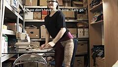 Sheer lunch break turns wild with lesbian dildo play and intense pussy licking