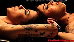 Tied Up Lesbian Babes Punished in Garage Bondage Domination!