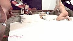 Why is this blonde milf slut taking anal from a guy in the hotel while filming for her husband