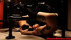 Tied Up Lesbian Babes Punished in Garage Bondage Domination!