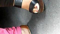 Mature Woman Displays Feet In Candid Wedges And Sandals During Everyday Hidden Footage