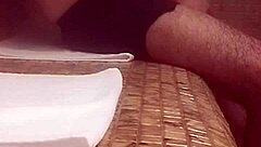 Amateur latina wife gets hard fucked in the sauna with moans and quickie orgasm handjob