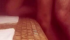 Amateur latina wife gets hard fucked in the sauna with moans and quickie orgasm handjob