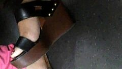 Mature Woman Displays Feet In Candid Wedges And Sandals During Everyday Hidden Footage