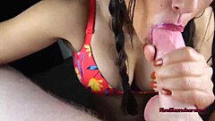 I love how busty bartender sucks and titfucks cock after shift