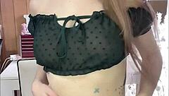 hey, this tiny 411 amateur blonde gags on dildo in lingerie, then makes her petite pussy cum hard with choking orgasm and toys