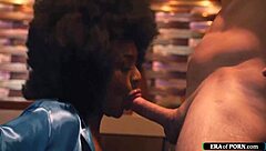 Pregnant petite ebony milf with hairy pussy licks and fucks in interracial hardcore sex