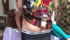 Mentiu pra dar o cu e levo braso no cu with that sex toy sex doll outdoors!