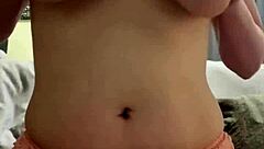 Overwhelmed By Lust As Amateur With Great Natural Pierced Tits Stuffs Panties In Wet Puffy Pussy For Intense Masturbation