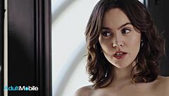 Slender brunette takes it in missionary then gets jizz on her trimmed bush