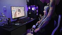 Hey, this otaku slut gets fucked hard while she's deep into playing Fortnite