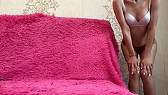 This sexy step sister slips into red panties and starts caressing her big ass and wet pussy for a solo orgasm.