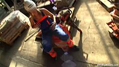 hey, check out shelby moon having fun with her big natural tits at work, ripping clothes off.