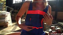 hey, check out shelby moon having fun with her big natural tits at work, ripping clothes off.