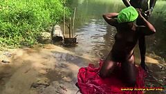 Local Stream Bath Turns into Intense Hardcore Doggystyle Fuck with Big Black Cock Pounding Wet Ebony Pussy