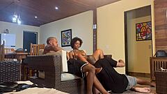 Hey, check out my tattooed Latina stepdaughter thinking she was alone but ends up with three in this fetish clip!