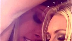 Watch these lewd blonde lesbians devour each other in the bath! Then they plunge deep with a strapon dildo!