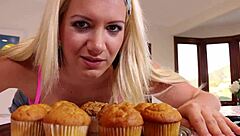 Laela Pryce and Hayden Marie contrast sweet kisses with rough pussy fingering and licking in the kitchen for intense lesbian action.