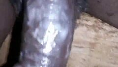 i'm bigblackie and i shave then masturbate with my big black monster cock in private