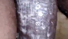 i'm bigblackie and i shave then masturbate with my big black monster cock in private