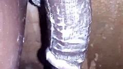 i'm bigblackie and i shave then masturbate with my big black monster cock in private