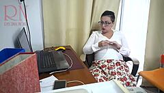 The secretary in lingerie used a dildo on hidden office cam.