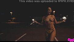 topless outdoors with honey gold and dakota marr flashing petite tits in public party fun!