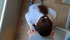 Young Russian doctor performs blowjob during appointment in ASMR POV style